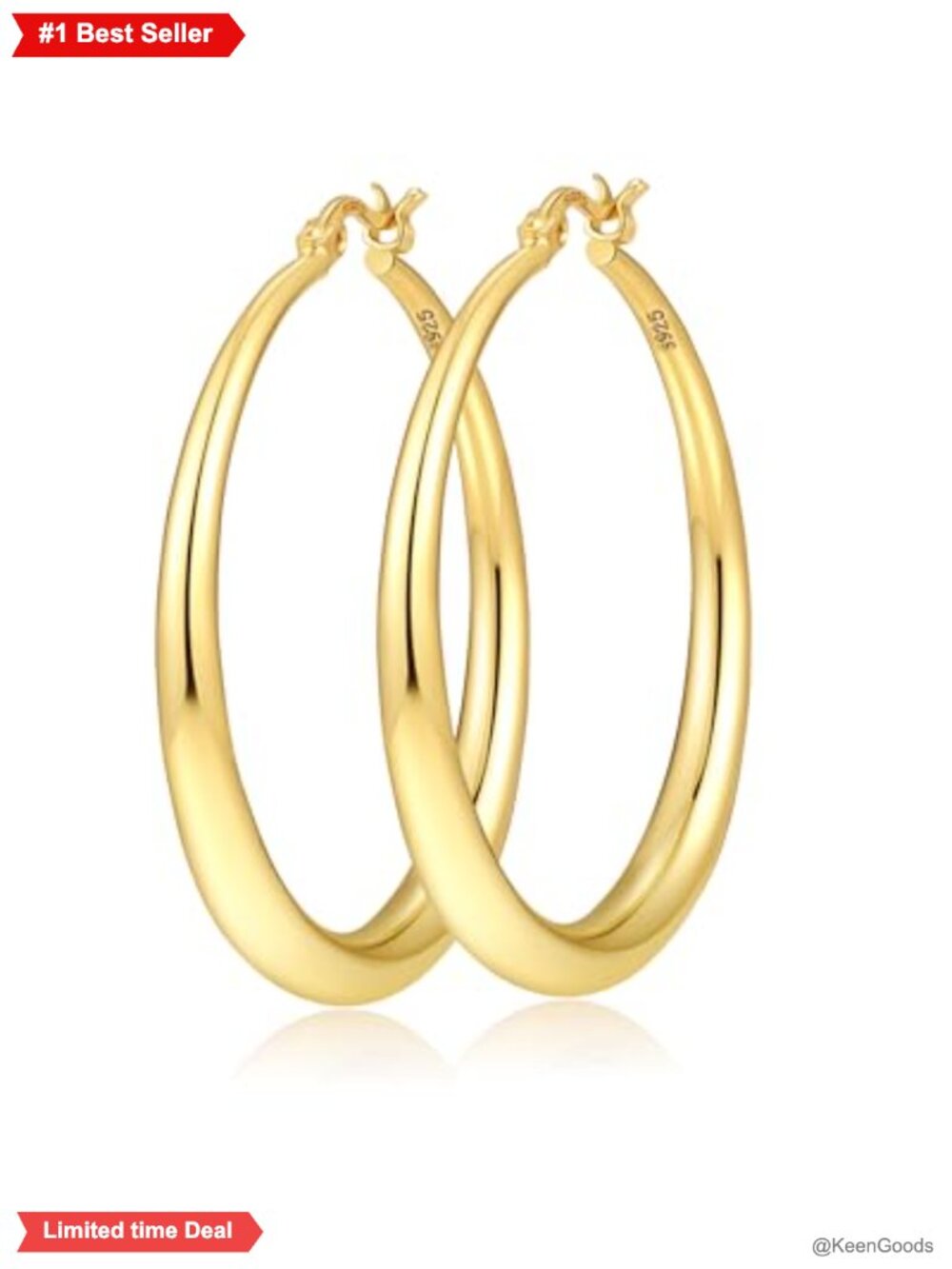 14k Gold Plated Chunky Hoop Earrings Hypoallergenic Lightweight